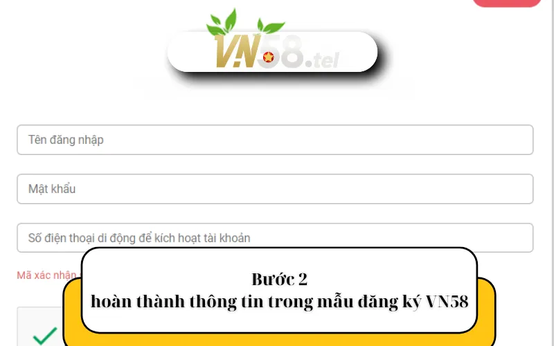 Bước 2: hoàn thành thông tin trong mẫu đăng ký VN58.